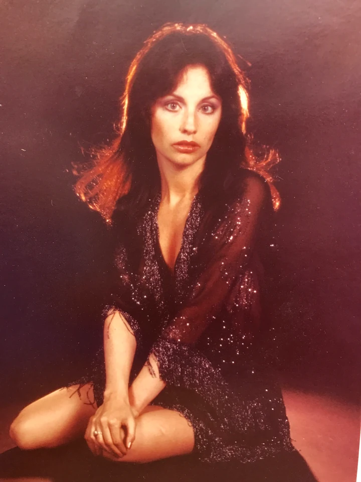 Denise McCann in a sequined outfit during a portrait test session