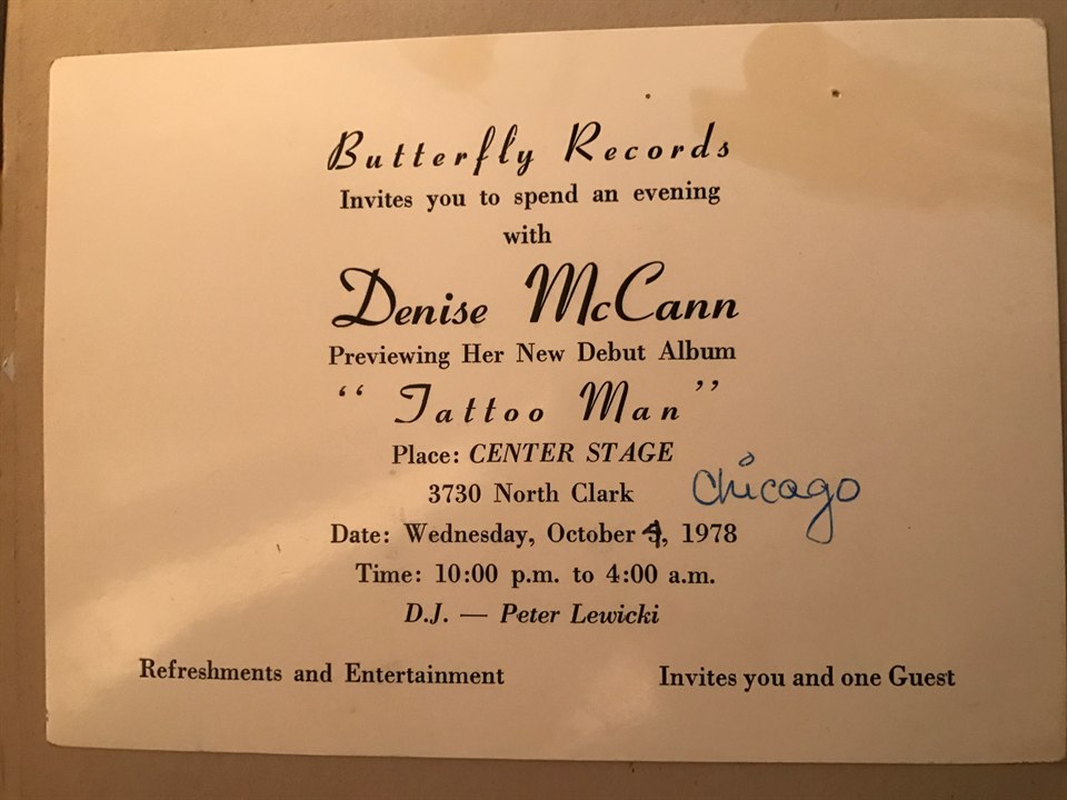 Butterfly Records invitation to a Tattoo Man album preview on October 4, 1978