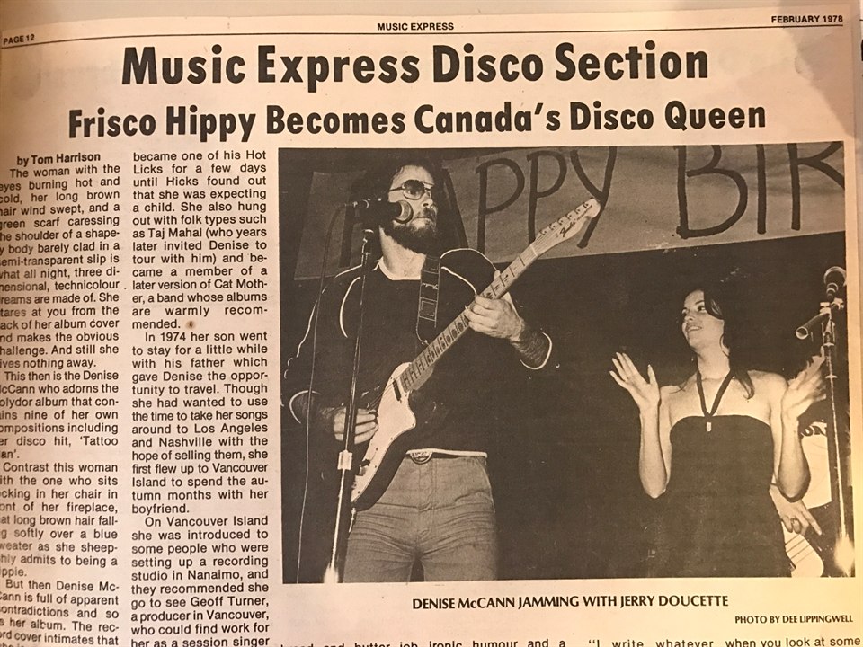 Music Express profile titled Frisco Hippy Becomes Canada's Disco Queen from February 1978
