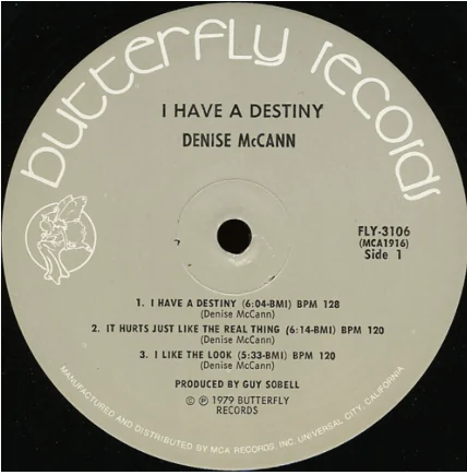 I Have A Destiny Butterfly LP Side 1 label